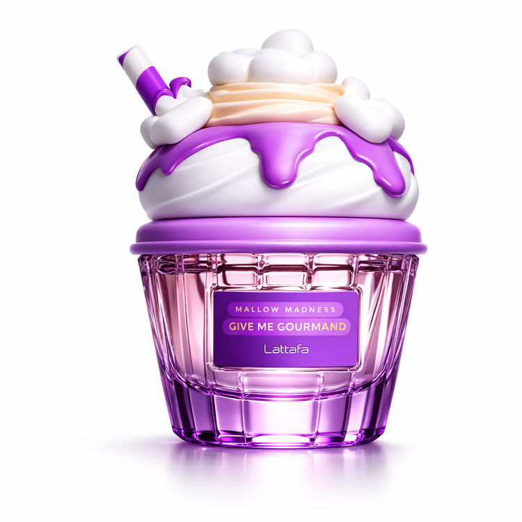 ادکلن بستنی بنفش ملو مدنس لطافه Lattafa طرح mallow madness give me gourmand هفتادو پنج میل امارات
