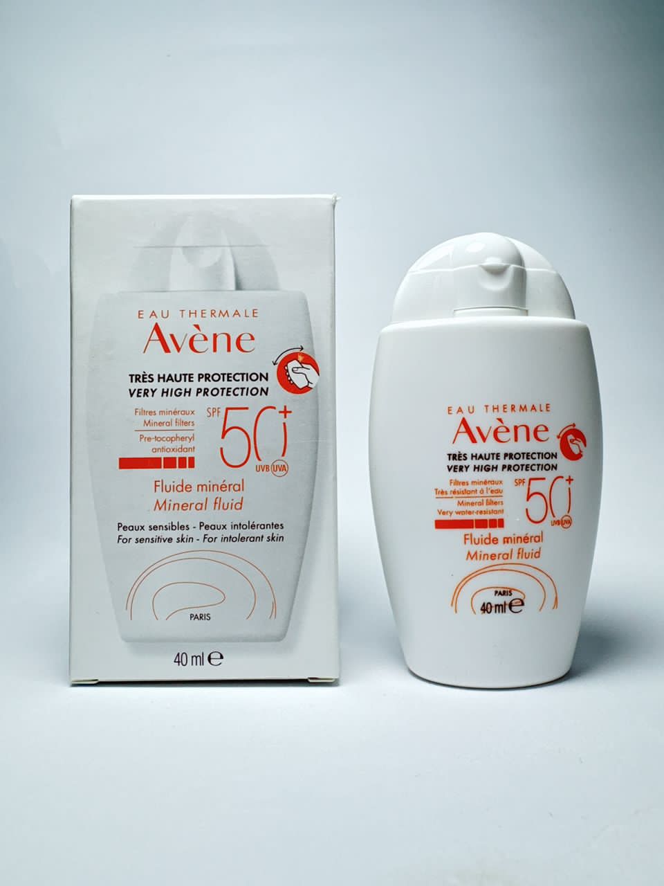 ضدآفتاب اون مینرال و معدنی فاقد چربی صد در صد اورجینالavene چهل میل spf پنجاه ساخت فرانسه mineral fluid