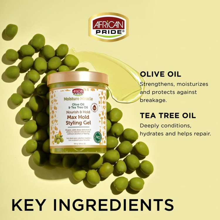 ژل استایل مغذی موی فر افریکن پراید مدل روغن زیتون و درخت چای اورجینال African Pride
