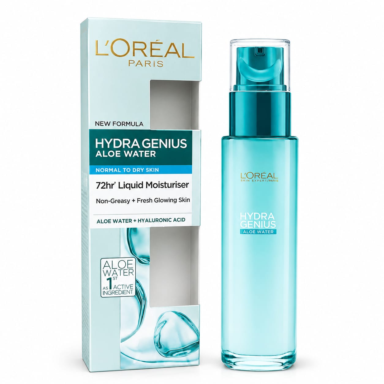 ژل آبرسان لورآل مدل Hydra Genius Aloe Water مناسب پوست نرمال تا خشک 70 میلیلیترکاملا اورجینال