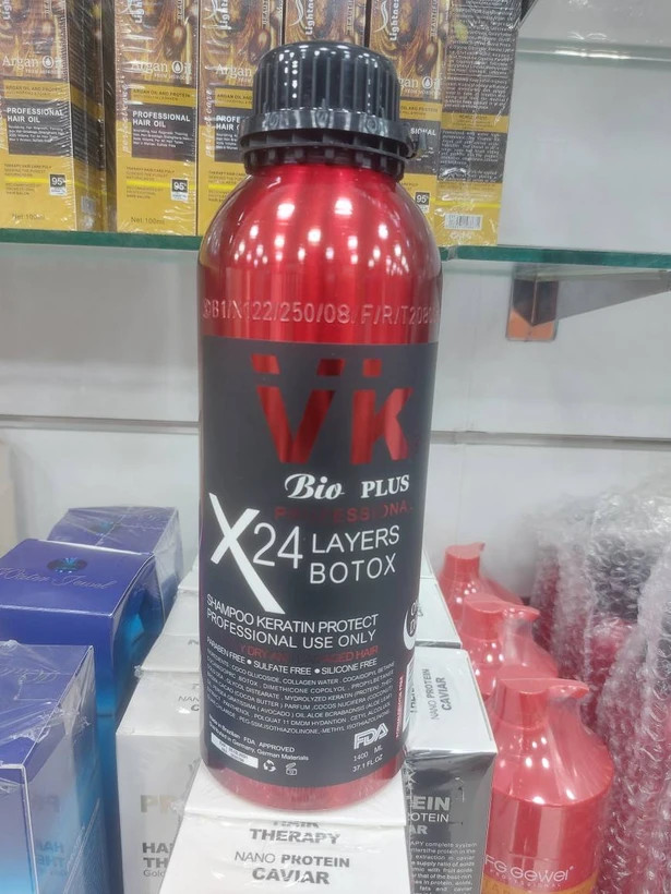 شامپو کراتین پروتکت VK Bio Plus مدل X24 Layers Botox حجم ۱400میلیلیتر